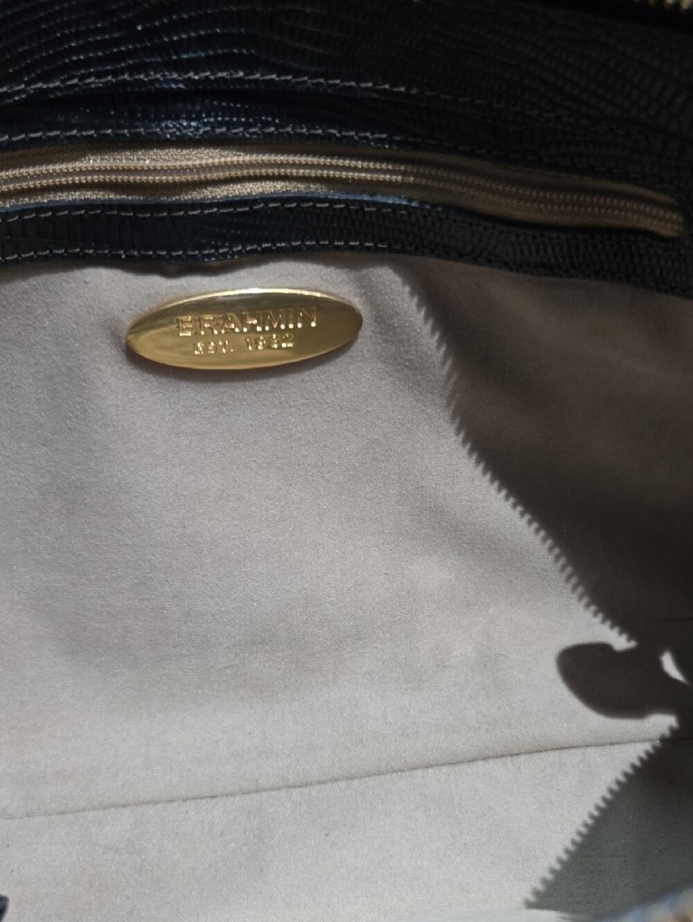Brahmin ~Black Croc-Embossed Shoulder Bag - Picture 7 of 9